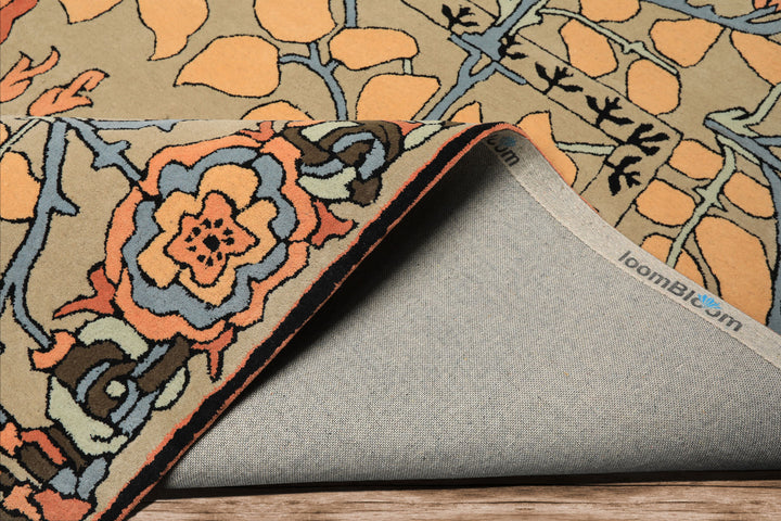 Multi Size Beige Peach Blue Color Hand Tufted Arts & Crafts Wool Transitional Oriental Rug