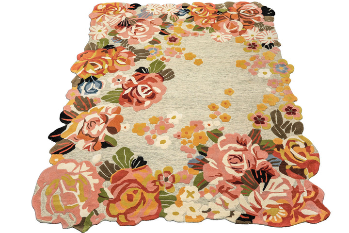 8x10 Mint, Blush, Gold Color Hand Tufted Irregular Rug Wool Modern & Contemporary Oriental Rug