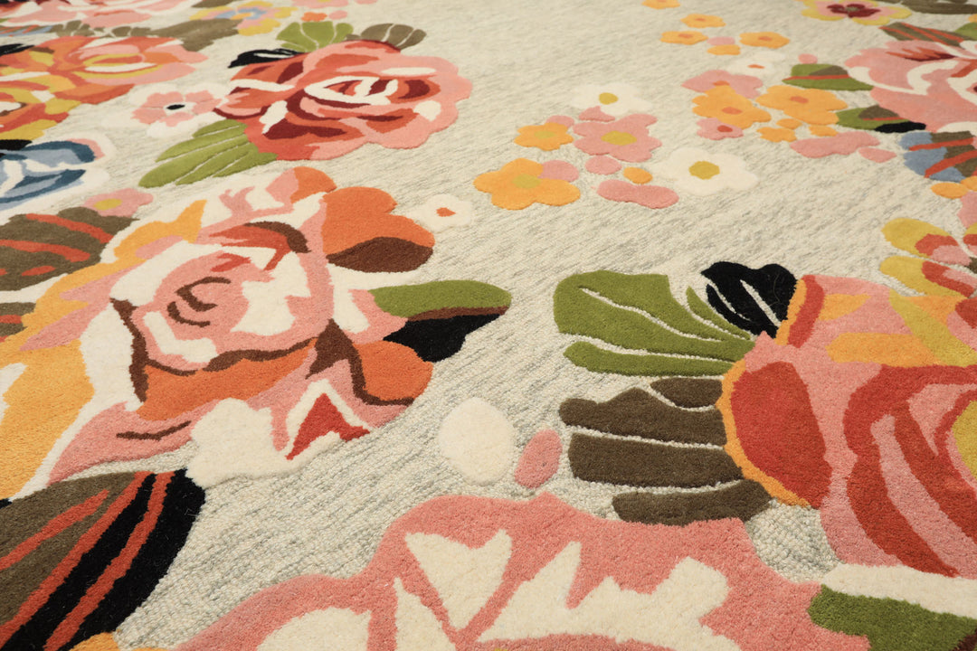 8x10 Mint, Blush, Gold Color Hand Tufted Irregular Rug Wool Modern & Contemporary Oriental Rug