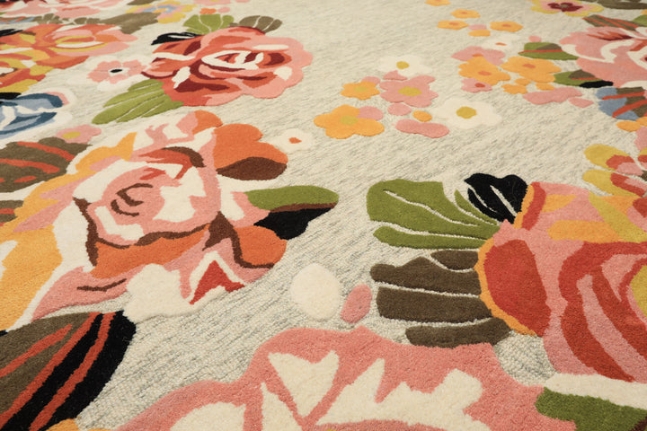 8x10 Mint, Blush, Gold Color Hand Tufted Irregular Rug Wool Modern & Contemporary Oriental Rug