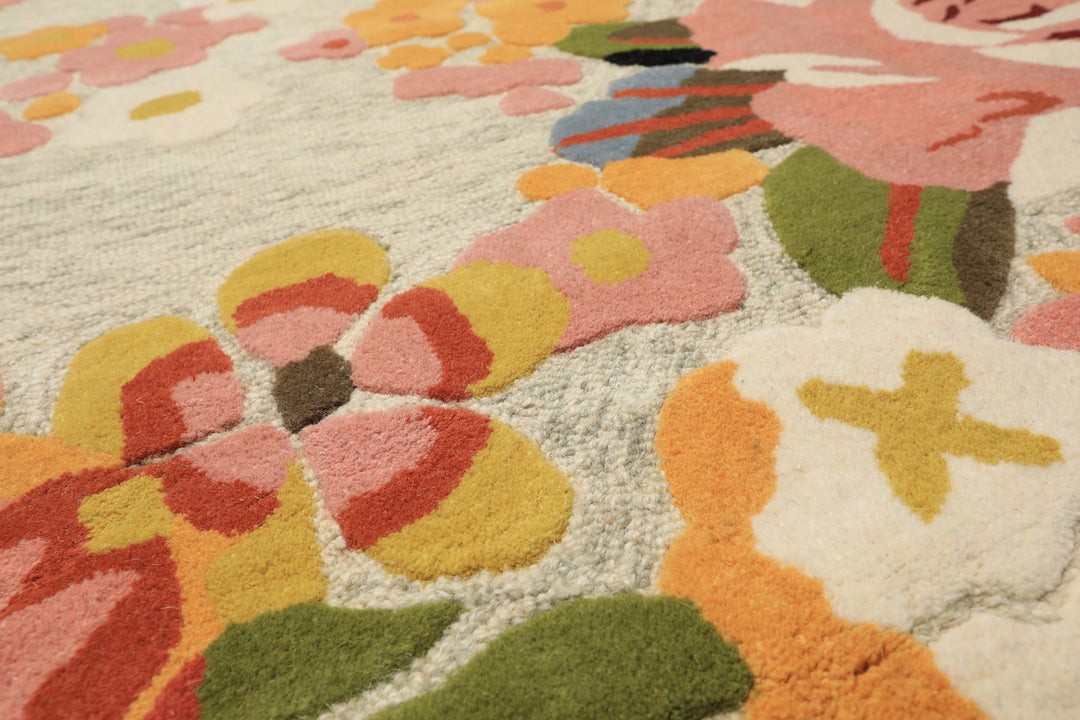 8x10 Mint, Blush, Gold Color Hand Tufted Irregular Rug Wool Modern & Contemporary Oriental Rug