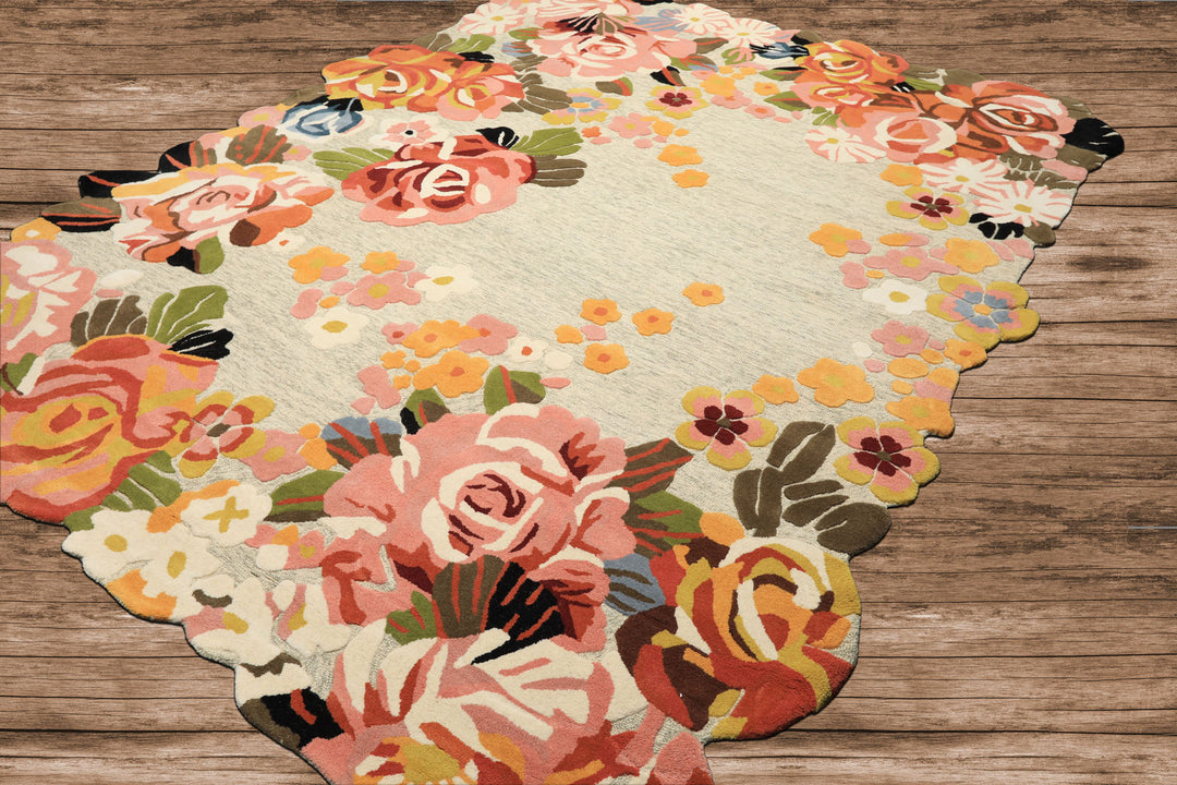 8x10 Mint, Blush, Gold Color Hand Tufted Irregular Rug Wool Modern & Contemporary Oriental Rug