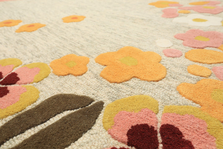 8x10 Mint, Blush, Gold Color Hand Tufted Irregular Rug Wool Modern & Contemporary Oriental Rug