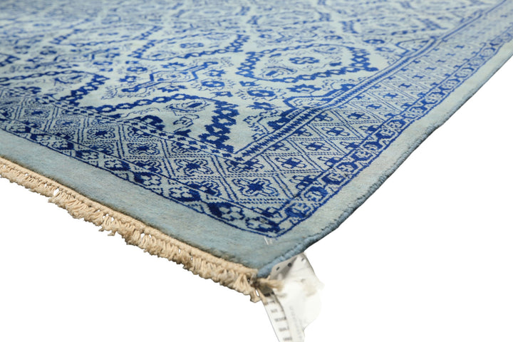 8x10 Blue, Navy, Color Hand Knotted Bokhara Wool Transitional Oriental Rug