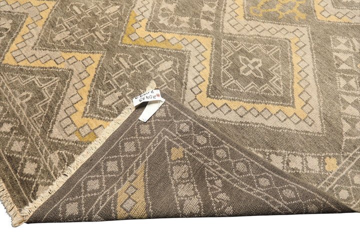 8x10 Mossy Gray, Gold, Muted earth tones Color Hand Knotted Oushak Wool Transitional Oriental Rug