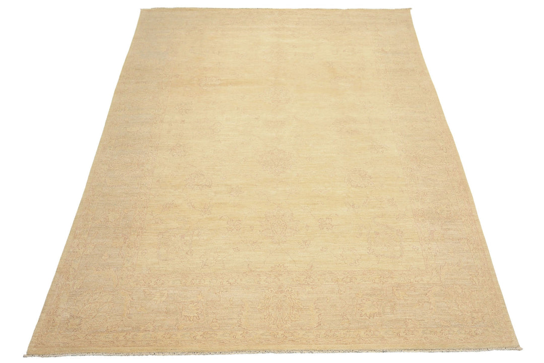 9x12 Ivory, Gray, Taupe Color Hand Knotted Peshawar Wool Transitional Oriental Rug