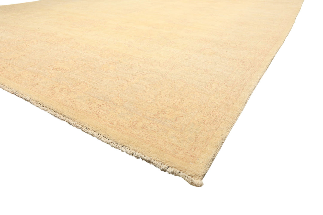 9x12 Ivory, Gray, Taupe Color Hand Knotted Peshawar Wool Transitional Oriental Rug
