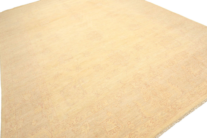 9x12 Ivory, Gray, Taupe Color Hand Knotted Peshawar Wool Transitional Oriental Rug