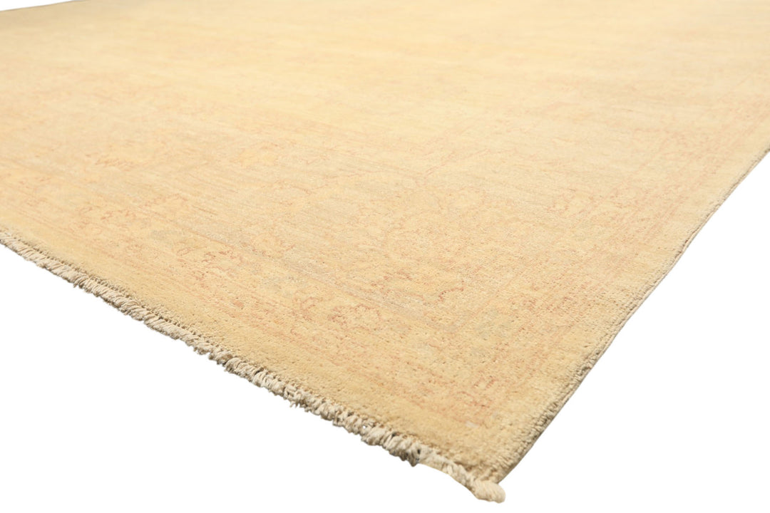 9x12 Ivory, Gray, Taupe Color Hand Knotted Peshawar Wool Transitional Oriental Rug