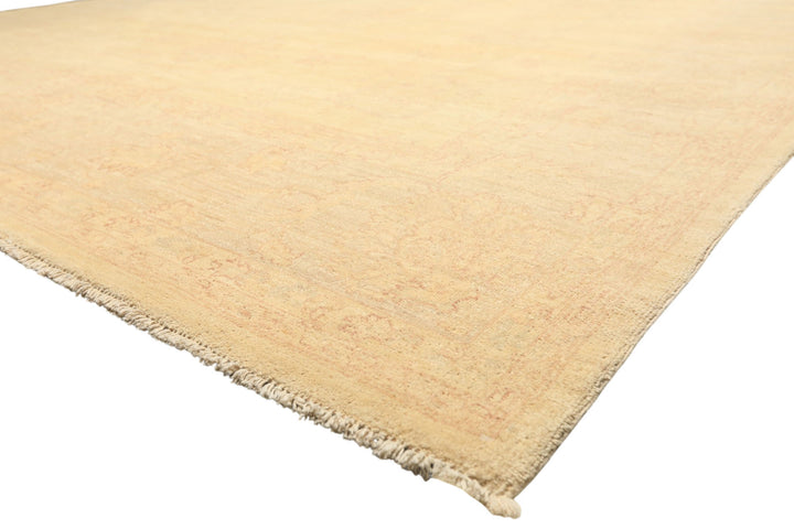 9x12 Ivory, Gray, Taupe Color Hand Knotted Peshawar Wool Transitional Oriental Rug
