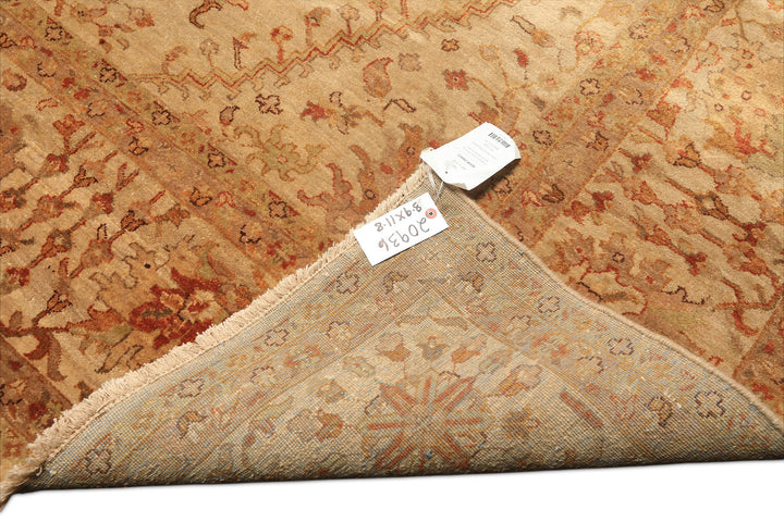 9x12 Beige, Tan, Gold Color Hand Knotted Agra Wool Traditional Oriental Rug
