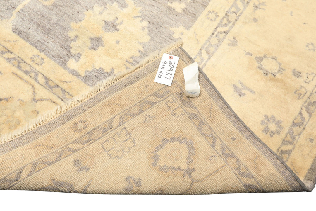 9x12 Gray, Ivory, Washed out Muted earth tones Color Hand Knotted Oushak New Zealand Wool Transitional Oriental Rug