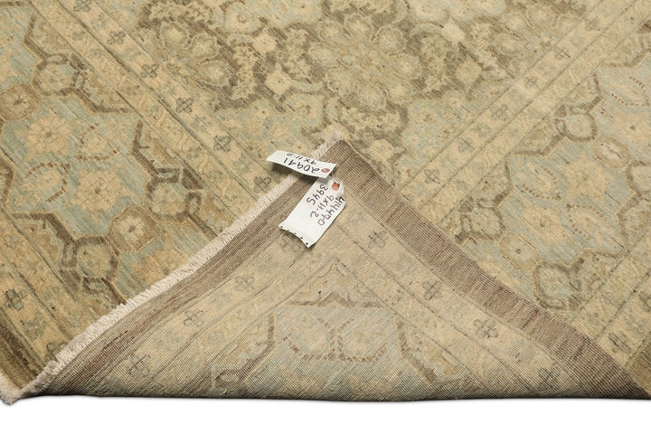 9x11 Brown, Aqua, Beige Color Hand Knotted Chobi Peshawar Wool Transitional Oriental Rug
