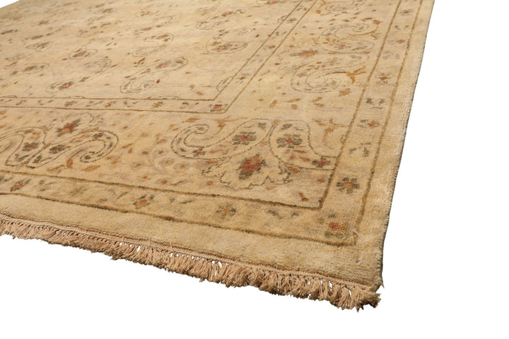 9x12 Beige, Caramel, Green Color Hand Knotted Agra Wool Traditional Oriental Rug