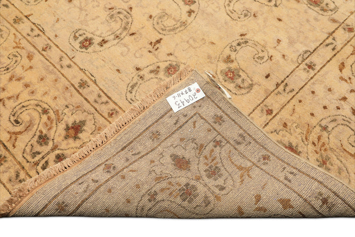 9x12 Beige, Caramel, Green Color Hand Knotted Agra Wool Traditional Oriental Rug
