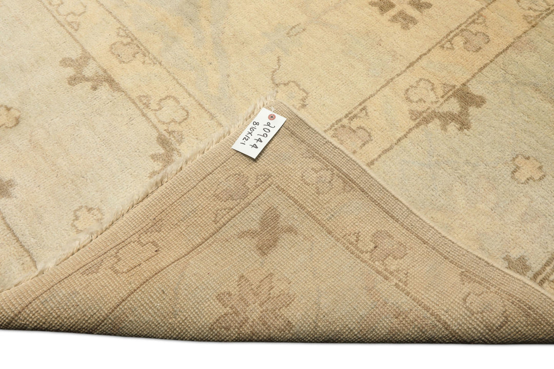 9x12 Beige, Celadon, Olive Color Hand Knotted Oushak Wool Transitional Oriental Rug