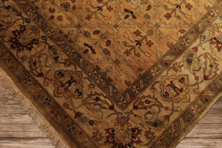 6x9 Gold, Beige, Rust Color Hand Knotted Agra Wool Traditional Oriental Rug