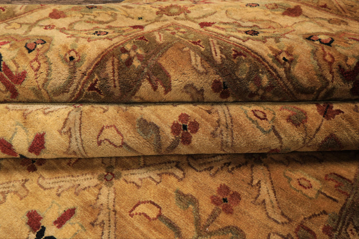6x9 Gold, Beige, Rust Color Hand Knotted Agra Wool Traditional Oriental Rug