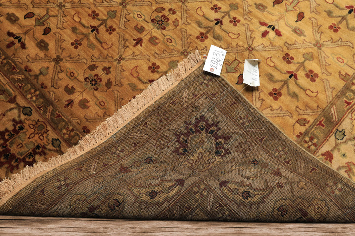 6x9 Gold, Beige, Rust Color Hand Knotted Agra Wool Traditional Oriental Rug