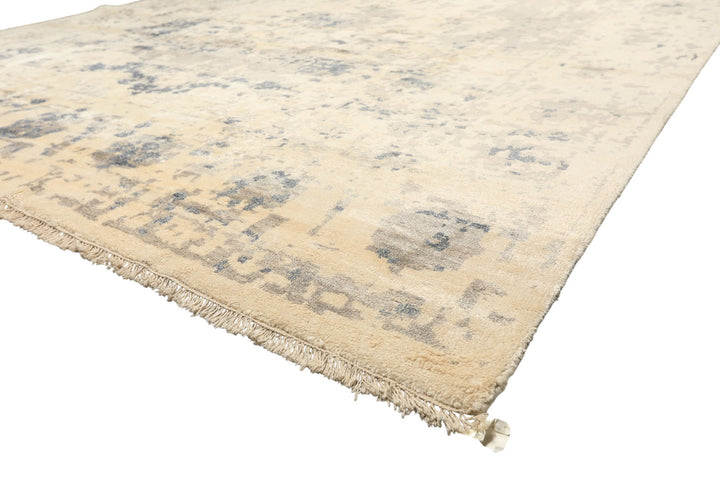 9x12 Taupe, Ivory, Gray Color Hand Knotted Oushak Bamboo Silk Transitional Oriental Rug