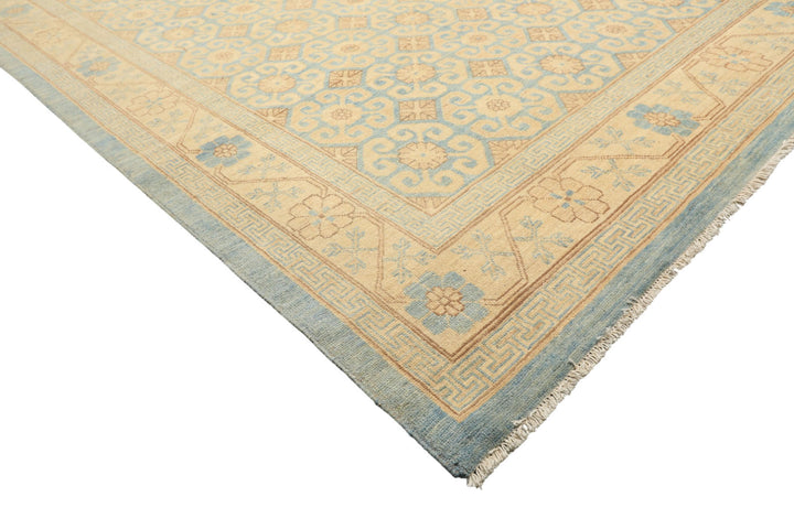 8x11 Beige, Aqua, Bown Color Hand Knotted Chobi Peshawar Wool Transitional Oriental Rug