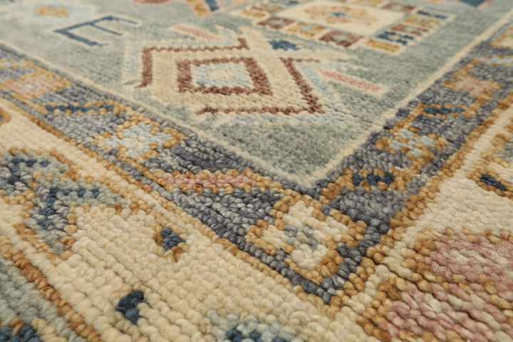 8x10 Aqua, Ivory, Blue Color Hand Knotted Oushak Wool Traditional Oriental Rug