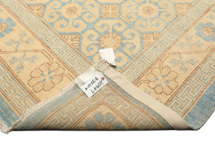8x11 Beige, Aqua, Bown Color Hand Knotted Chobi Peshawar Wool Transitional Oriental Rug