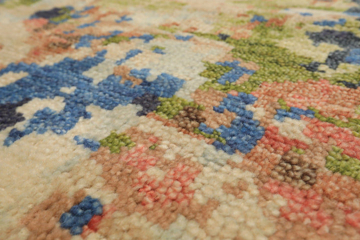 6x9 Beige, Ivory, Rust Color Hand Knotted Indo Tibetan Wool Modern & Contemporary Oriental Rug