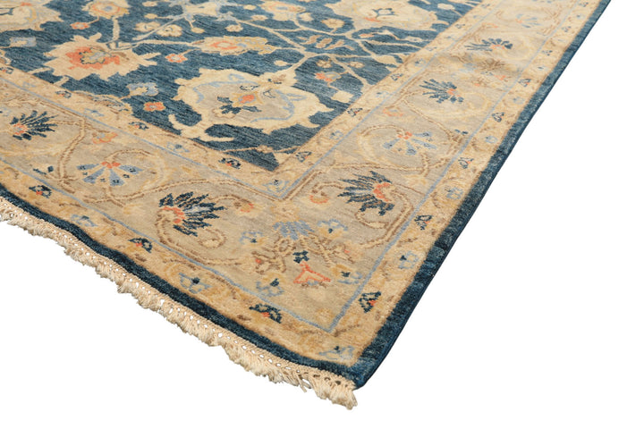 6x9 Navy, Gray, Beige Color Hand Knotted Oushak Wool Traditional Oriental Rug