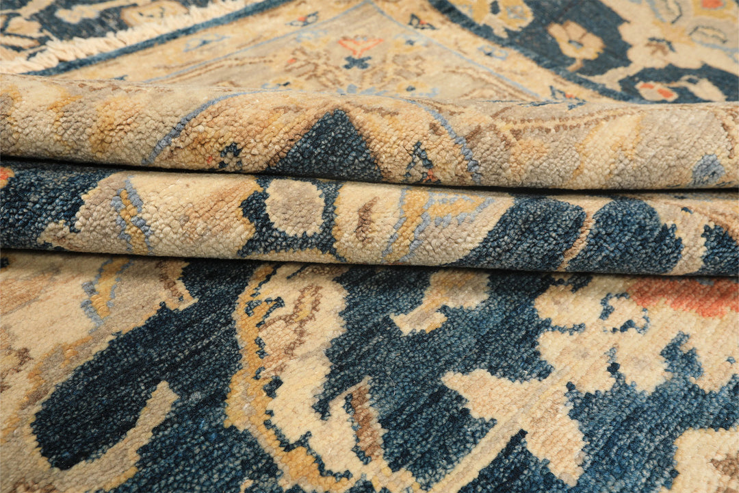 6x9 Navy, Gray, Beige Color Hand Knotted Oushak Wool Traditional Oriental Rug