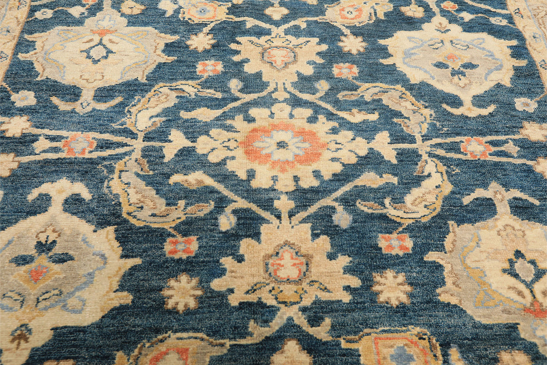 6x9 Navy, Gray, Beige Color Hand Knotted Oushak Wool Traditional Oriental Rug