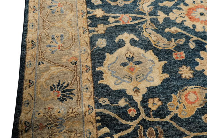 6x9 Navy, Gray, Beige Color Hand Knotted Oushak Wool Traditional Oriental Rug