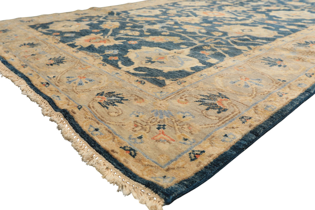 6x9 Navy, Gray, Beige Color Hand Knotted Oushak Wool Traditional Oriental Rug