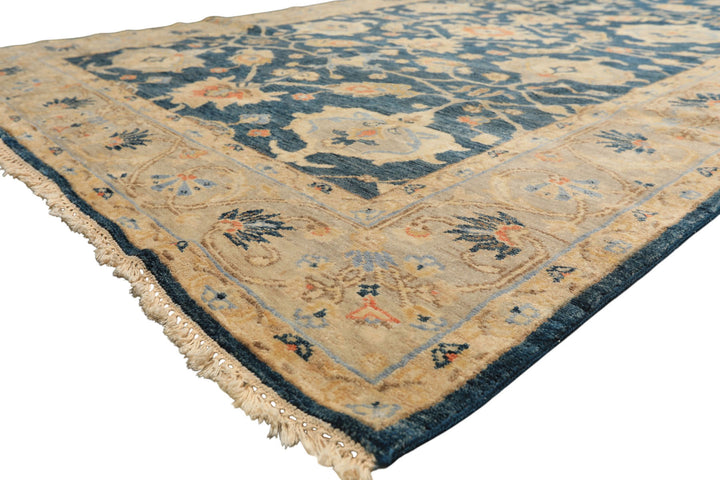 6x9 Navy, Gray, Beige Color Hand Knotted Oushak Wool Traditional Oriental Rug