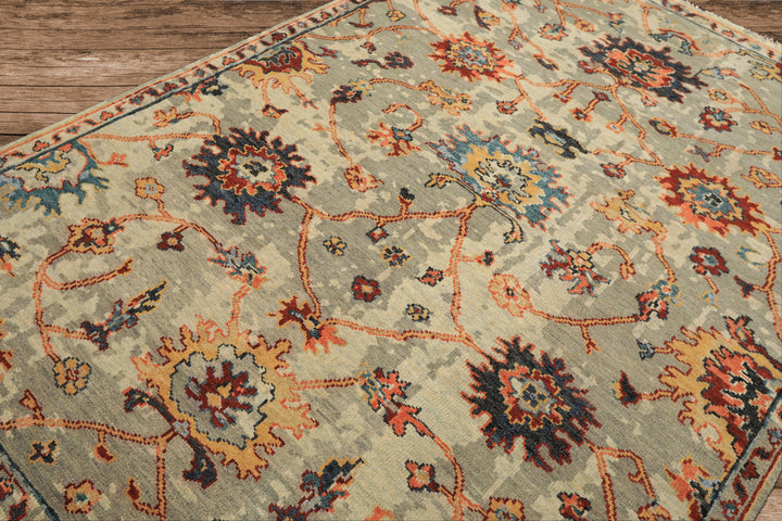 6x9 Gray, Beige, Gold Color Hand Knotted Oushak Wool Arts &amp; Crafts Oriental Rug