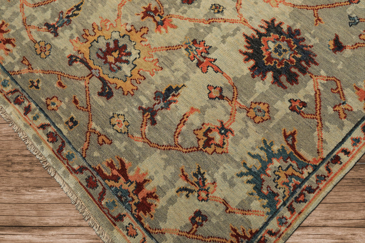 6x9 Gray, Beige, Gold Color Hand Knotted Oushak Wool Arts &amp; Crafts Oriental Rug