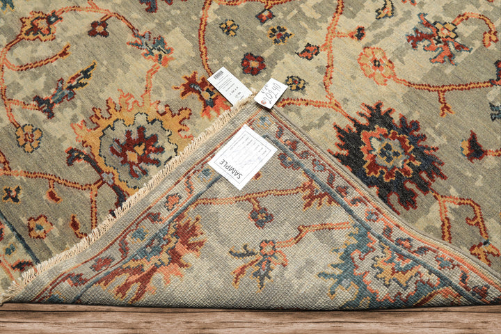 6x9 Gray, Beige, Gold Color Hand Knotted Oushak Wool Arts &amp; Crafts Oriental Rug