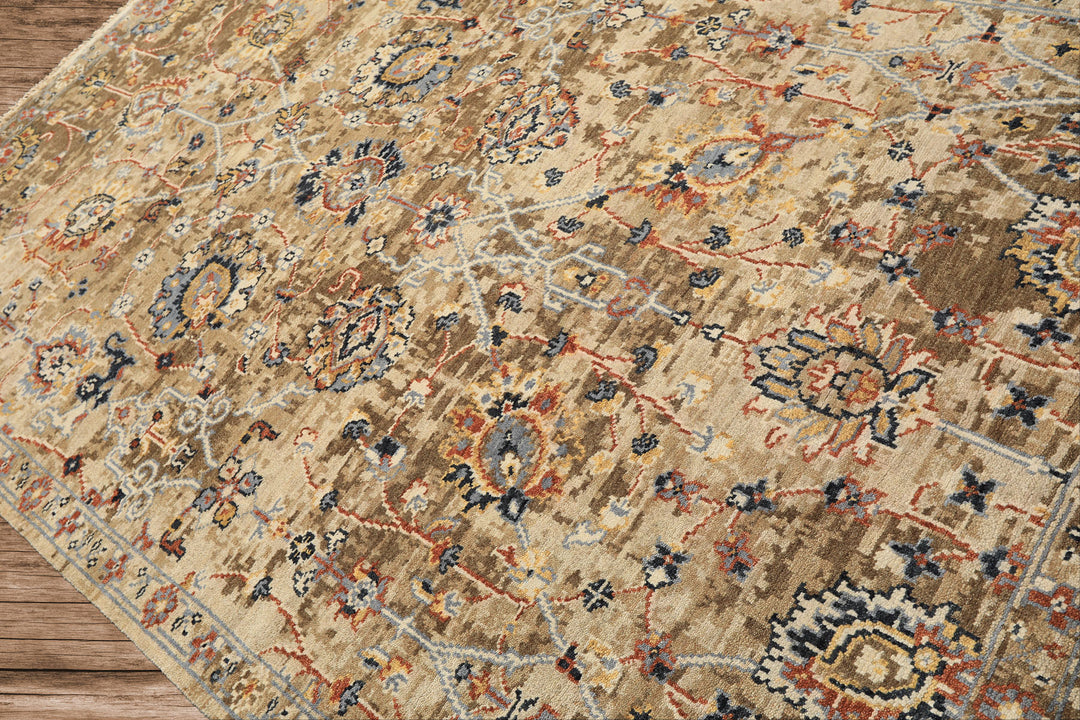 6x9 Beige, Rust, Navy Color Hand Knotted Oushak Wool Arts &amp; Crafts Oriental Rug