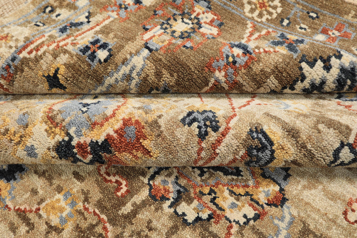 6x9 Beige, Rust, Navy Color Hand Knotted Oushak Wool Arts &amp; Crafts Oriental Rug