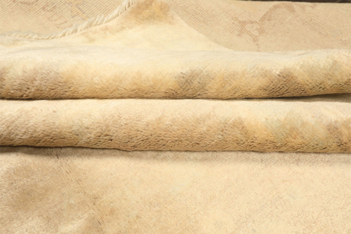 8x10 Beige, Taupe, Celadon Color Hand Knotted Oushak New Zealand Wool Transitional Oriental Rug