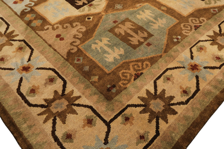 8x10 Beige, Gold, Sage Color Hand Knotted Tibetan Wool Modern &amp; Contemporary Oriental Rug