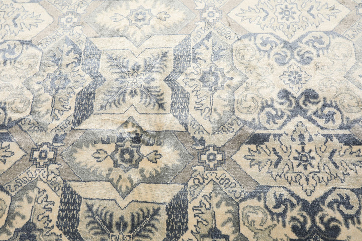 6x9 Ivory, Gray, Slate Color Hand Knotted Indo Tibetan 100% Bamboo Silk Transitional Oriental Rug