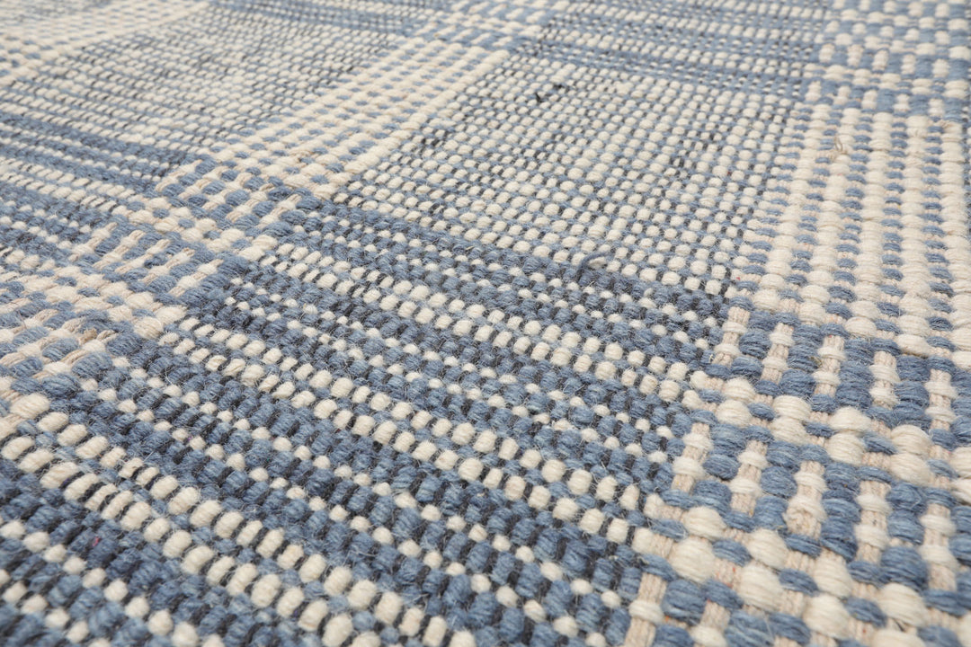 Celeste Rug Multi Size Hand Woven Ivory Wool Plaid Flatweave Contemporary Area Rug