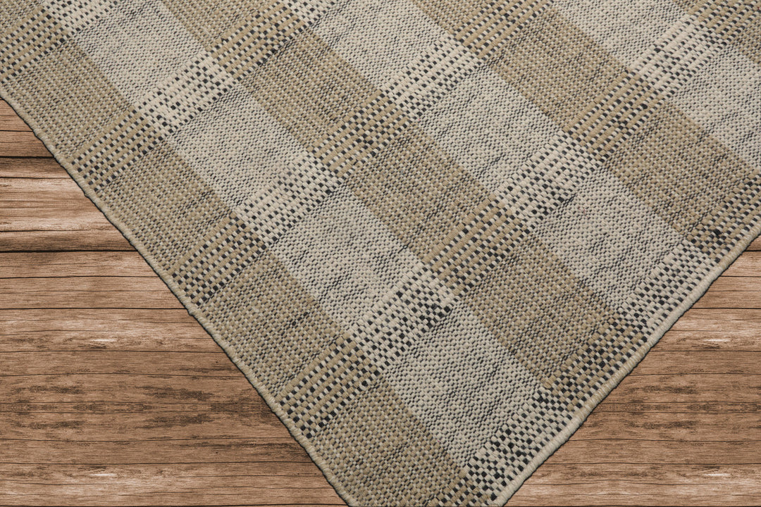 Celeste Rug Multi Size Hand Woven Ivory Wool Plaid Flatweave Modern Area Rug by