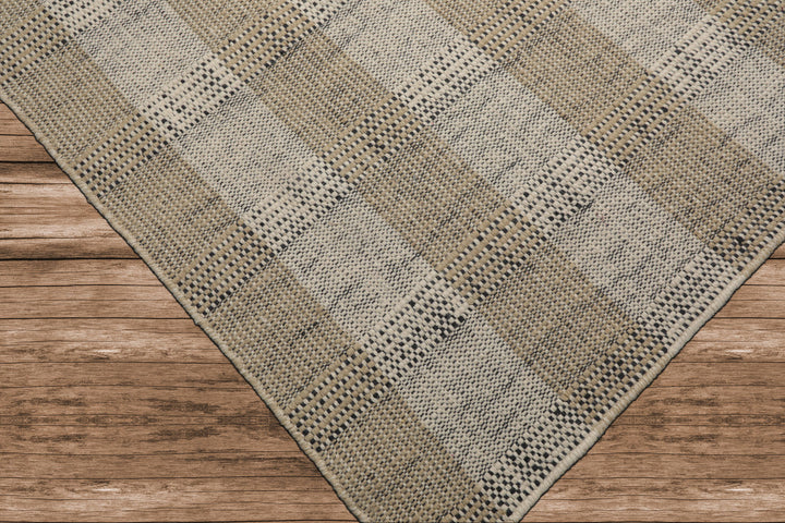 Celeste Rug Multi Size Hand Woven Ivory Wool Plaid Flatweave Modern Area Rug by
