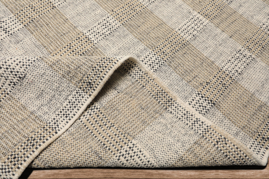 Celeste Rug Multi Size Hand Woven Ivory Wool Plaid Flatweave Modern Area Rug by