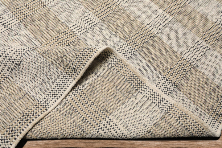 Celeste Rug Multi Size Hand Woven Ivory Wool Plaid Flatweave Modern Area Rug by