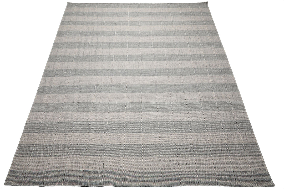 Celeste Rug Multi Size Hand Woven Gray Wool Plaid Flatweave Modern Area Rug by