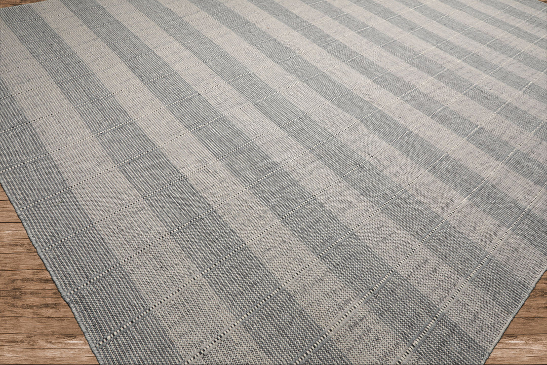 Celeste Rug Multi Size Hand Woven Gray Wool Plaid Flatweave Modern Area Rug by