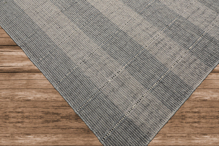 Celeste Rug Multi Size Hand Woven Gray Wool Plaid Flatweave Modern Area Rug by